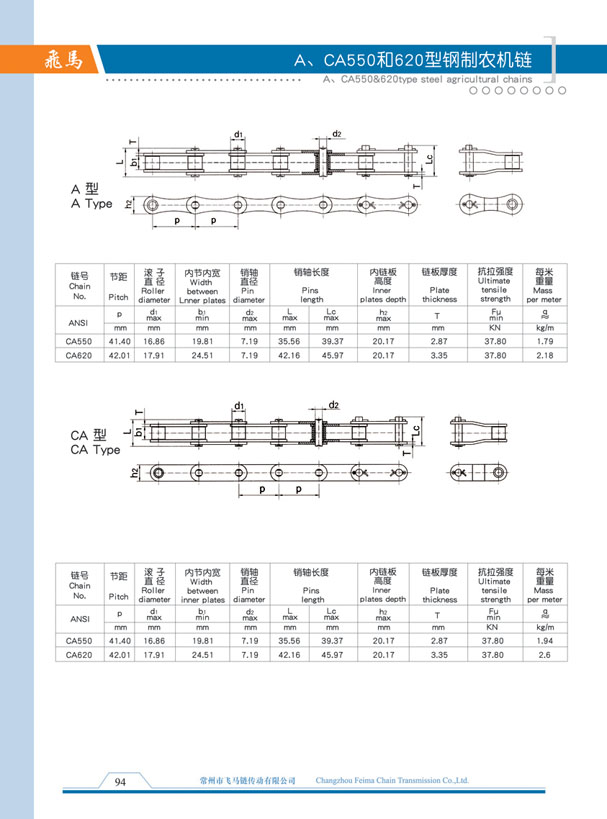 A, CA550 and 62 steel making agricultural machinery chain