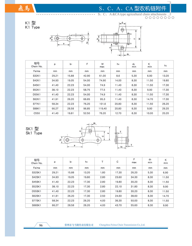 S、C、A、CA型農機鏈附件