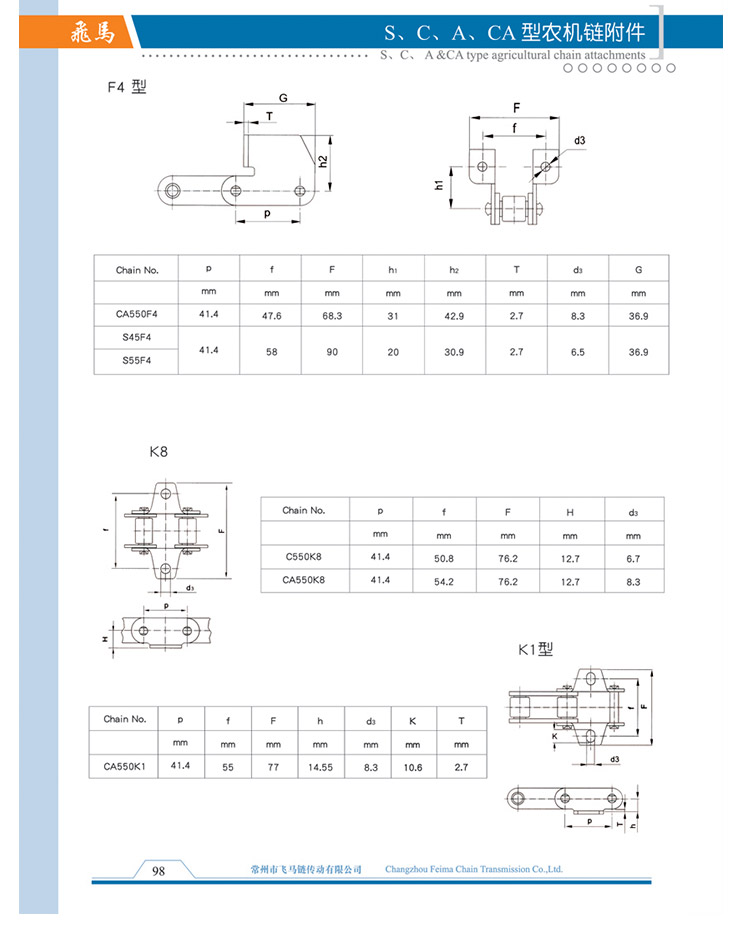 S、C、A、CA型農機鏈附件