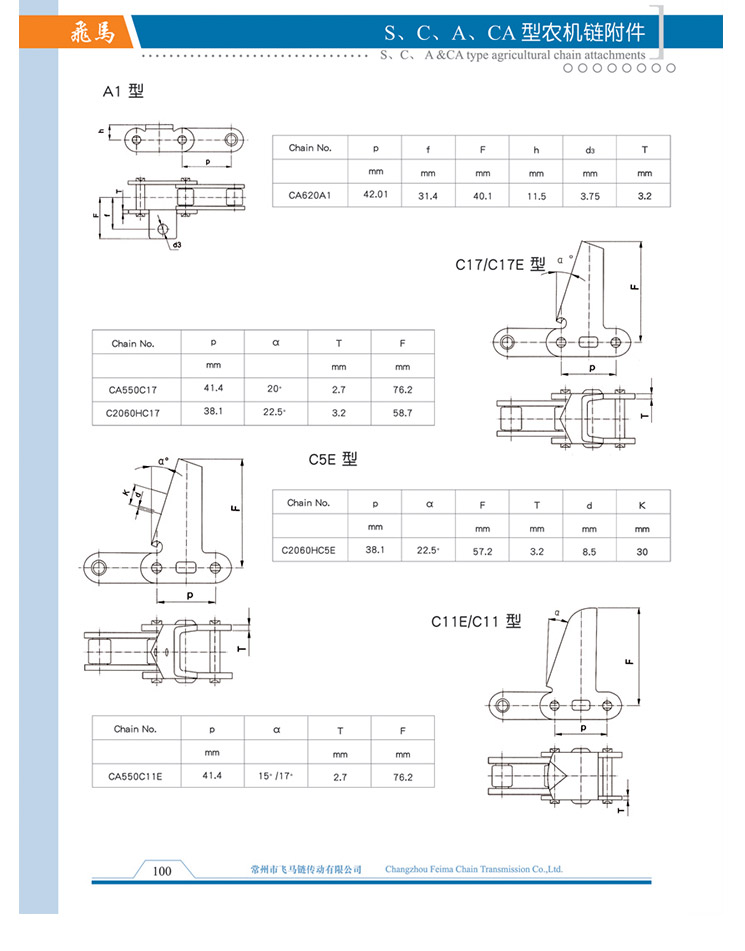 S、C、A、CA型農機鏈附件