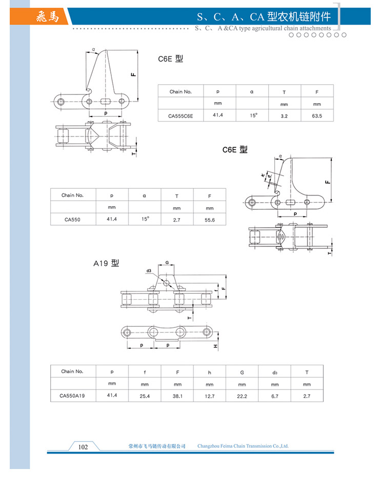 S、C、A、CA型農機鏈附件